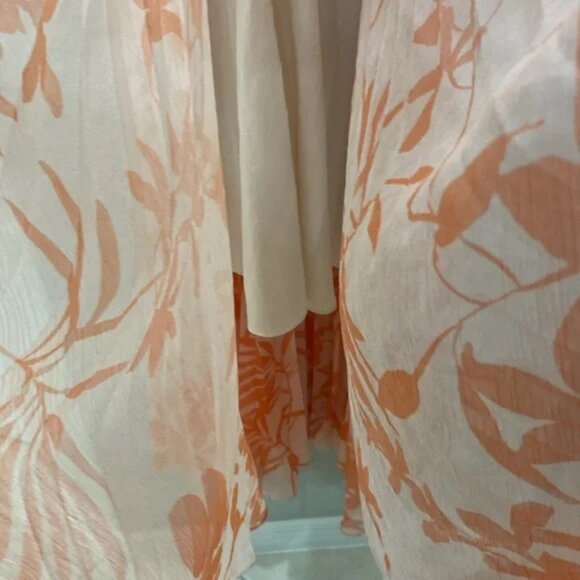 Karen Millen Ombre Floral Pleated Bustier Maxi Dress - Orange Size US 8 - Picture 7 of 8